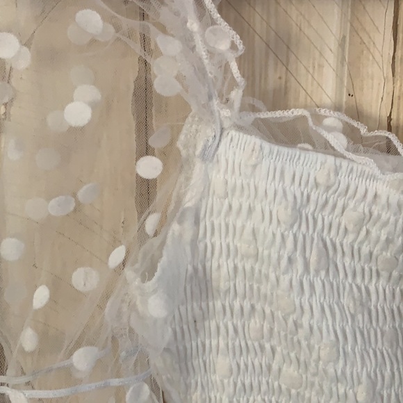 White Dress with Sheer long sleeves - Picture 3 of 4